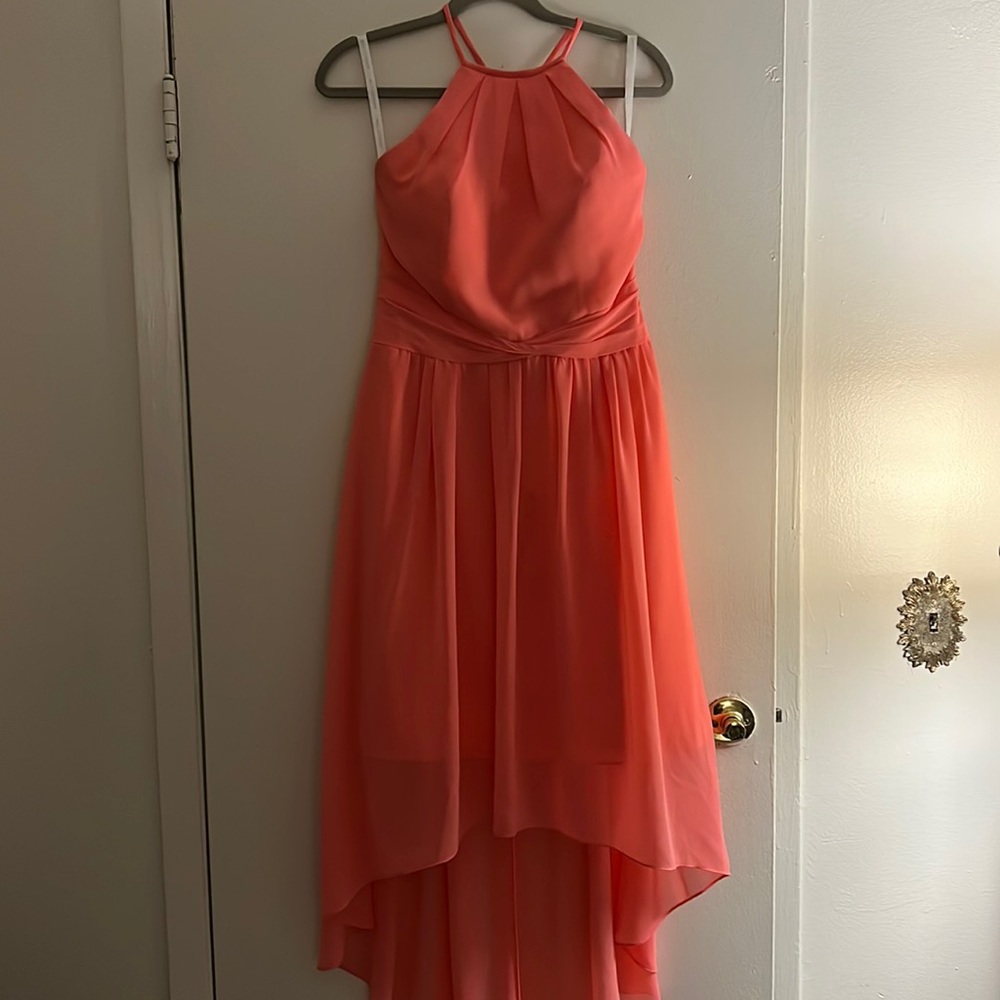 Coral High-Low Dress
